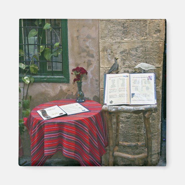 Sidewalk cafe, Chania, Crete, Greece Magnet (Front)