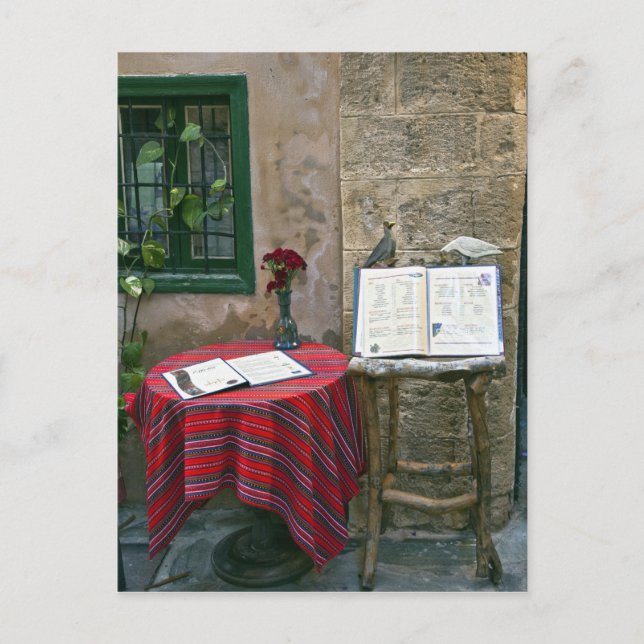 Sidewalk cafe, Chania, Crete, Greece Postcard (Front)