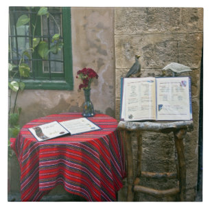 Sidewalk cafe, Chania, Crete, Greece Tile