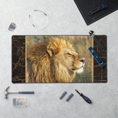 Sideway Lion Photo  Desk Mat