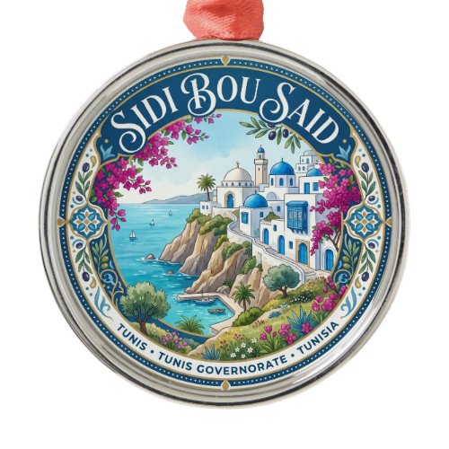 Sidi Bou Said Cliff Tunisia Metal Ornament