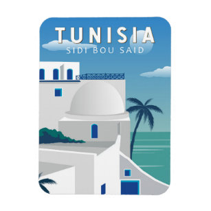 Sidi Bou Said Tunisia Retro Travel Art Vintage Magnet