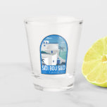Sidi Bou Said Tunisia Retro Travel Art Vintage Shot Glass<br><div class="desc">Sidi Bou Said retro travel design. Known for its cobbled streets and blue-and-white houses,  Sidi Bou Said is a charming town on a promontory overlooking the Mediterranean,  with al fresco cafes,  Tunisian eateries,  and small art galleries.</div>