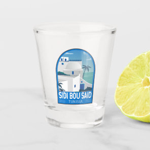 Sidi Bou Said Tunisia Retro Travel Art Vintage Shot Glass