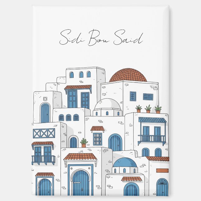 Sidi Bou Said Tunisia Travel Magnet (Front)