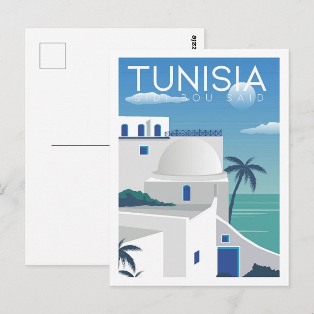 Sidi Bou Said Tunisia Travel Place Illustration Postcard (Front/Back)