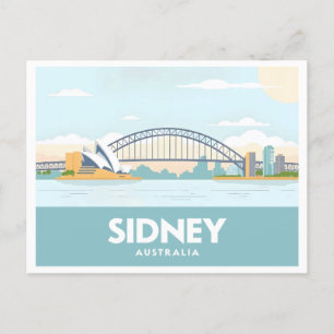Sidney Australia Opera House Pastel Travel Postcard