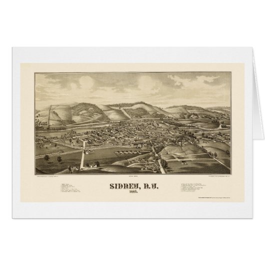 Sidney, NY Panoramic Map - 1887 Cards (Front Horizontal)