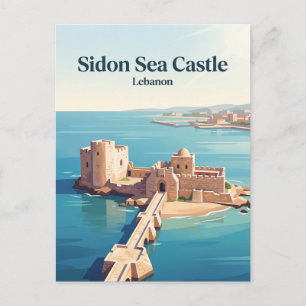 Sidon Sea Castle Lebanon Postcard