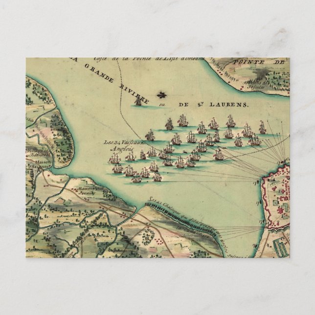 Siege of Quebec Map Postcard (Front)