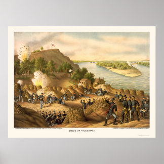 Siege of Vicksburg by Kurz and Allison 1863 Poster