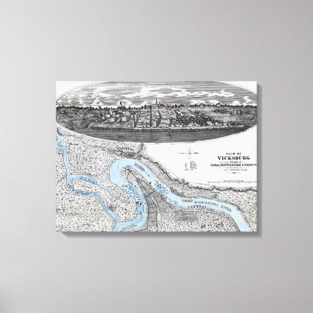 Siege of Vicksburg - Civil War Panoramic Map 2 Canvas Print (Front)
