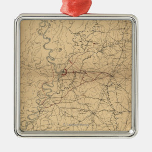 Siege of Vicksburg - Civil War Panoramic Map 2 Metal Ornament