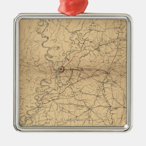 Siege of Vicksburg _ Civil War Panoramic Map 2 Metal Ornament