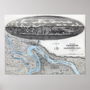 Siege of Vicksburg - Civil War Panoramic Map 2 Poster