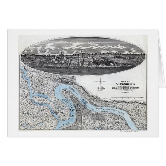 Siege of Vicksburg - Civil War Panoramic Map 3 Cards (Front Horizontal)