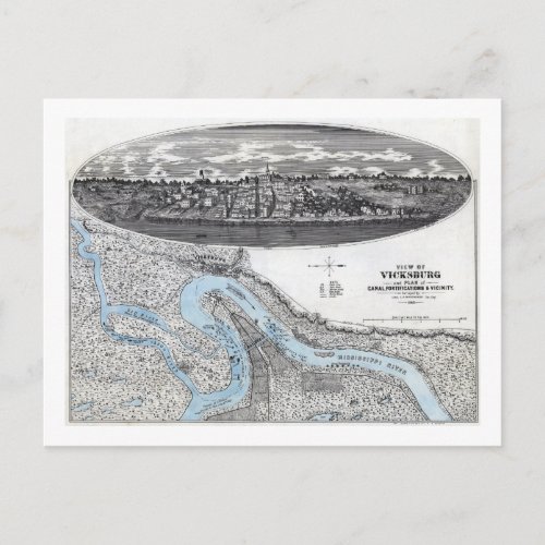Siege of Vicksburg _ Civil War Panoramic Map 3 Postcard