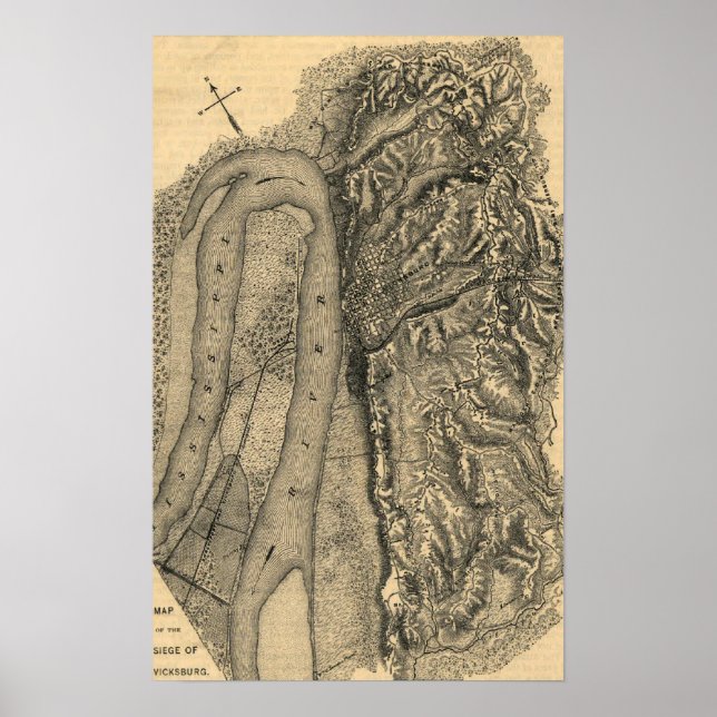 Siege of Vicksburg - Civil War Panoramic Map Poster (Front)