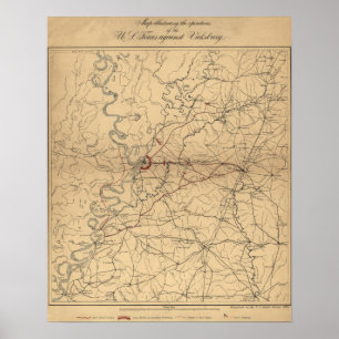 Siege of Vicksburg - Civil War Panoramic Map Poster