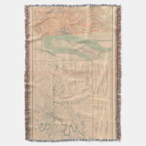 Siege of Vicksburg Map Throw Blanket