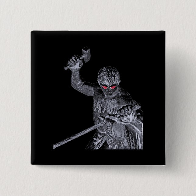 Siegfried Statue, Bismarck Memorial,Berlin(Evil) Pinback Button (Front)