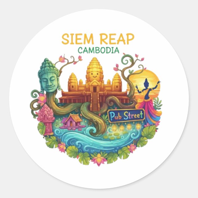 SIEM REAP CLASSIC ROUND STICKER (Front)