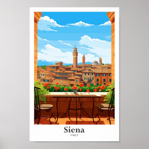 Siena Italy Art Travel Vintage Illustration Poster