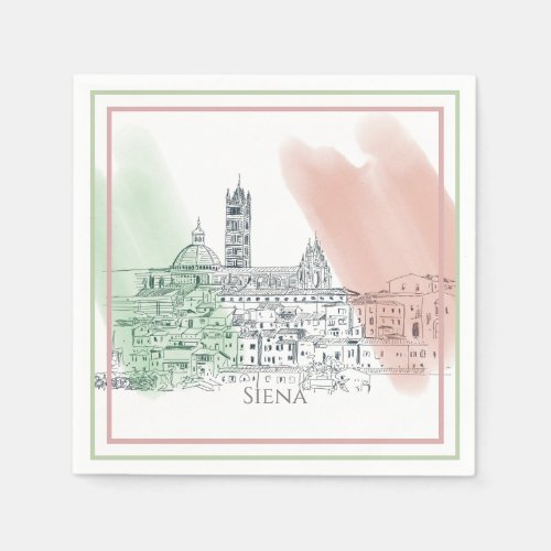 Siena Italy Tower Dome and Italian Flag Colors Napkins