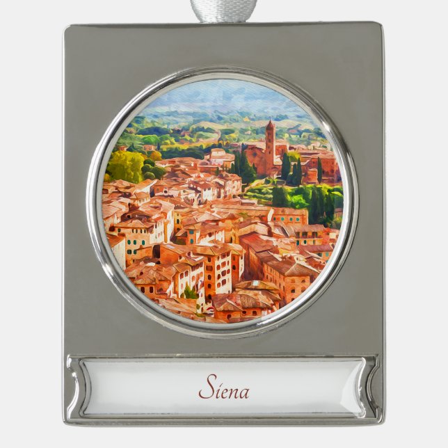 Siena, Italy Travel Art Watercolor Ornament (Front)