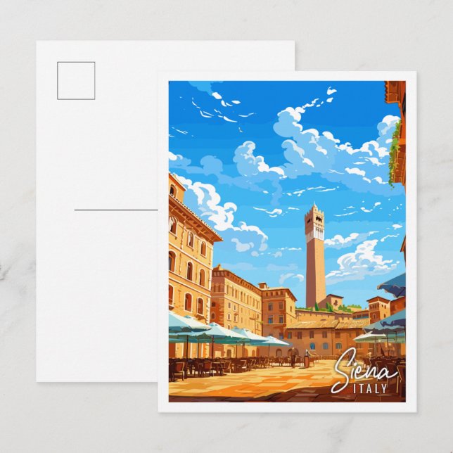 Siena Italy vintage travel illustration Postcard (Front/Back)
