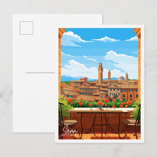 Siena Italy vintage travel illustration Postcard (Front/Back)