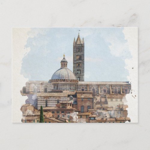 Siena Italy Watercolor Art Postcard