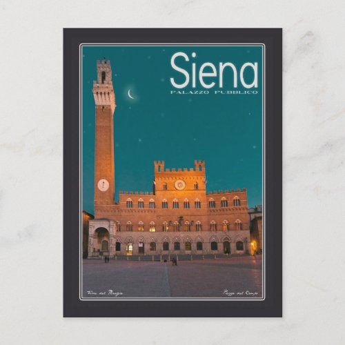 Siena _ Palazzo Pubblico Night Postcard