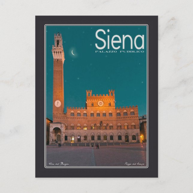 Siena - Palazzo Pubblico Night Postcard (Front)