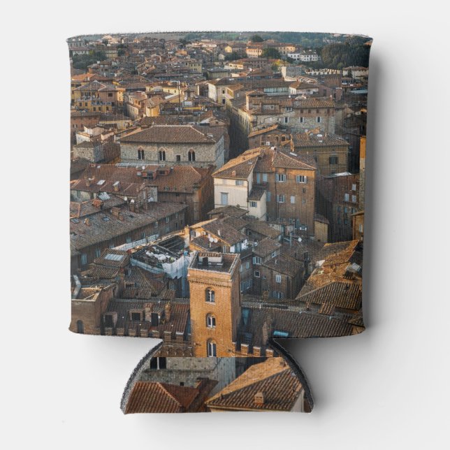Siena Sunset: Red Roof Panorama Can Cooler (Front)