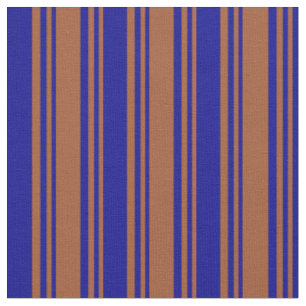 Sienna and Dark Blue Colored Stripes Fabric