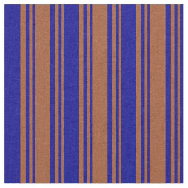 Sienna and Dark Blue Colored Stripes Fabric (Close Up)