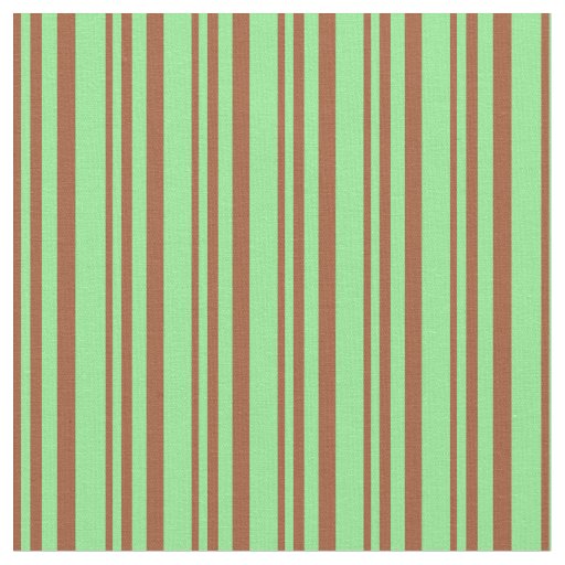 Sienna and Light Green Stripes Pattern Fabric