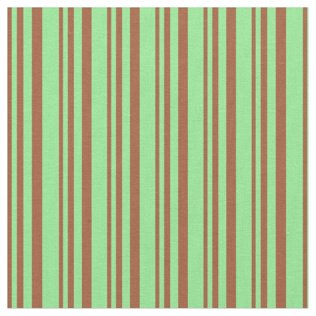 Sienna and Light Green Stripes Pattern Fabric (Close Up)