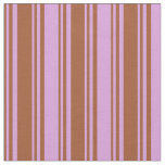 [ Thumbnail: Sienna and Plum Colored Stripes Fabric ]