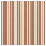 [ Thumbnail: Sienna and Tan Striped Pattern Fabric ]