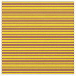 [ Thumbnail: Sienna and Yellow Colored Lines Pattern Fabric ]