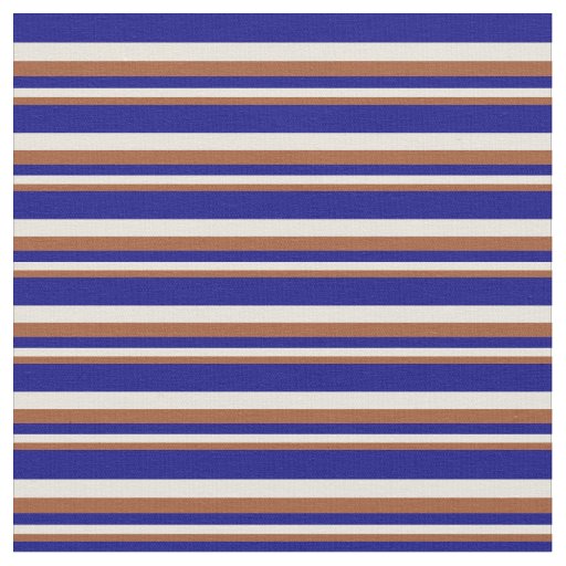 Sienna, Beige & Blue Lines/Stripes Pattern Fabric