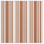 [ Thumbnail: Sienna & Beige Lines/Stripes Pattern Fabric ]
