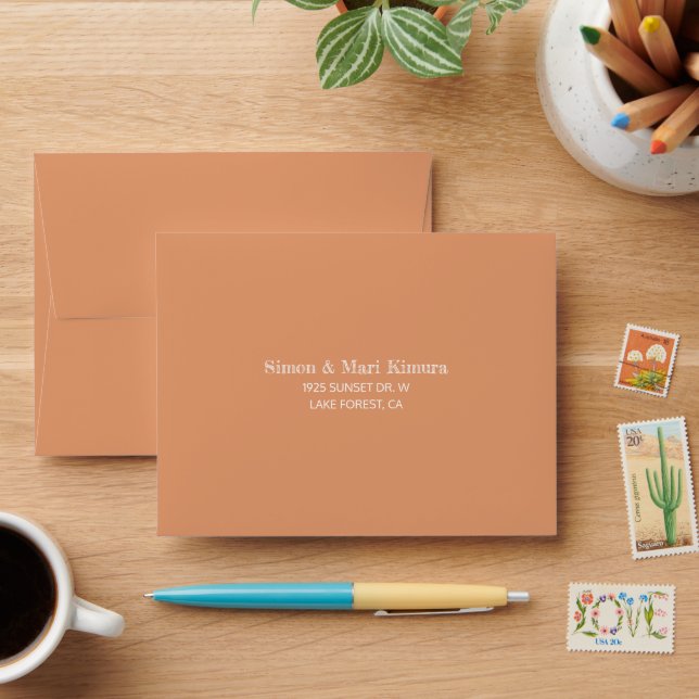Sienna Beige, Pre-addressed RSVP Envelope (Desk)