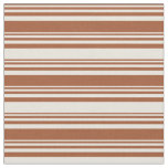 [ Thumbnail: Sienna & Beige Stripes/Lines Pattern Fabric ]