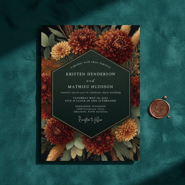 Sienna Bloom Autumn Romance Wedding Invitation (Creator Uploaded)