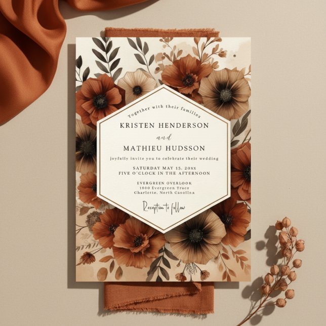 Sienna Bloom Autumn Wedding Invitation (Creator Uploaded)