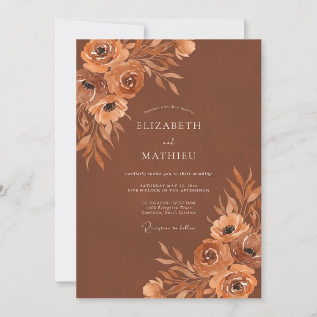 Sienna Blossom Wedding Invitation (Front)