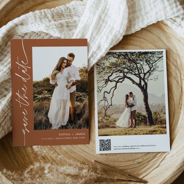 SIENNA Bohemian Photo Save The Date Card (Creator Uploaded)